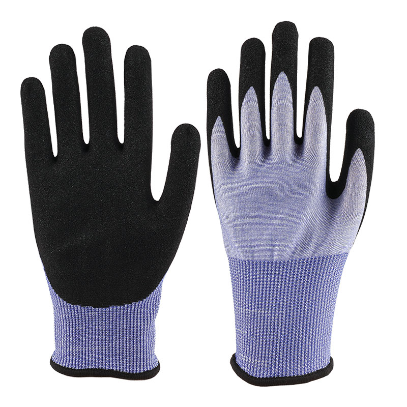 Guantes de nitrilo calibre 18 A5 Anti corte+adhesivo esmerilado de nitrilo por inmersión